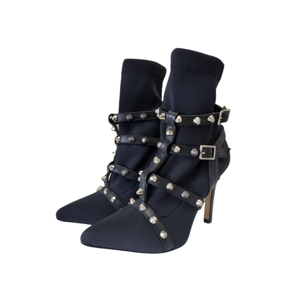 Mivida Black Ankle Boots Studded Dress Shoes high heals Women's Size US 5 EUR 35